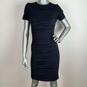 Theory 6 Rouched Cute Short Sleeve Stretch Sheath Dress Dinner Event Office Cute